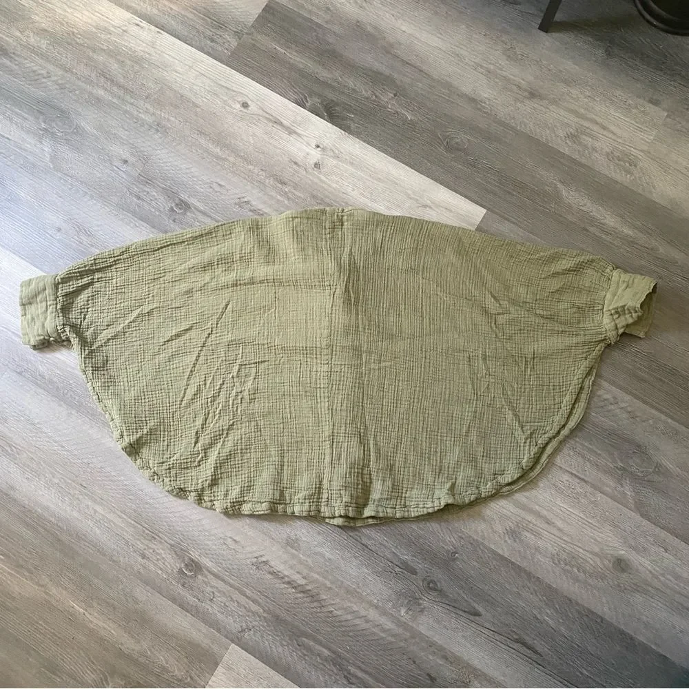 Free People Top Dolman Drape Poncho Flowy Cotton Olive Oversized